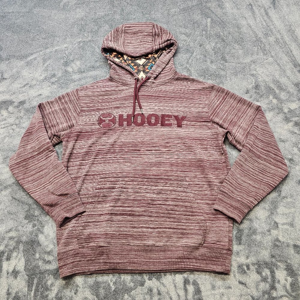 Hooey Lock-Up Hoody Mens Large Burgundy embroidered striped aztec accent western